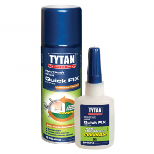 Tytan Professional Quick Fix клей цианакрилатный двухкомпонентный для МДФ прозрачный  200 мл/50 г